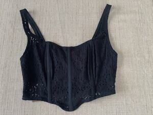 Fly Black Lace Corset Top Lingerie or Crop Top Size M